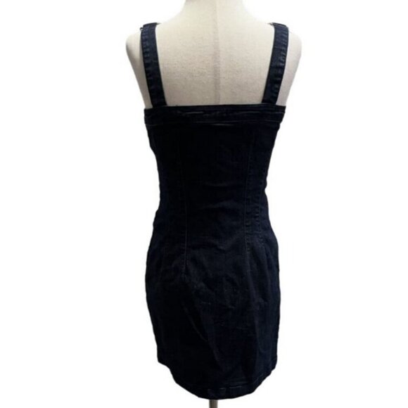 Mindcode Womens Dark Denim Adjustable Full Zipper Front Body Con Dress Small - Picture 2 of 9